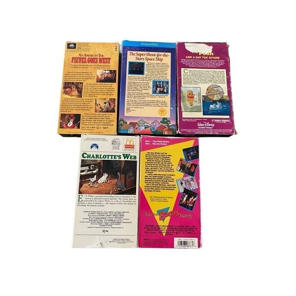 Lot Of 5 Vintage Kids VHS Tapes Winnie The Pooh Charlotte’s Web Movies 70s 80s 9 - Picture 2 of 6